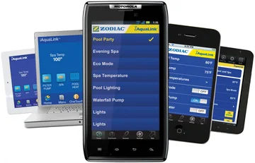 iAquaLink pool automation app on phone, tablet and computer