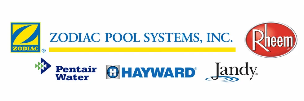 Zodiac, Pentair, Hayward, Jandy, and Rheem pool equipment brands