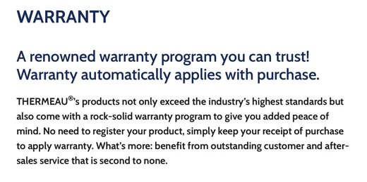 Thermeau warranty program